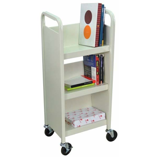 Luxor Heavy Duty Steel Rolling Library Book Cart Black Or Putty Bt3s17