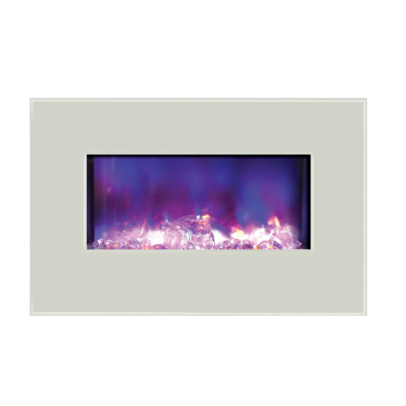 Amantii Fire And Ice Wall Mount Or Built In Electric Fireplace W 36x23 In White Glass Surround Wm