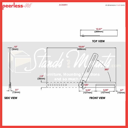 Peerless Universal Sound Bar Mounting Kit ACSBR1